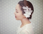 Ivory Birdcage Veil - Bridal Veil - Russian Netting Blusher Veil - Bandeau Style Birdcage Wedding Veil - Bridal Mini Veil - BV1323