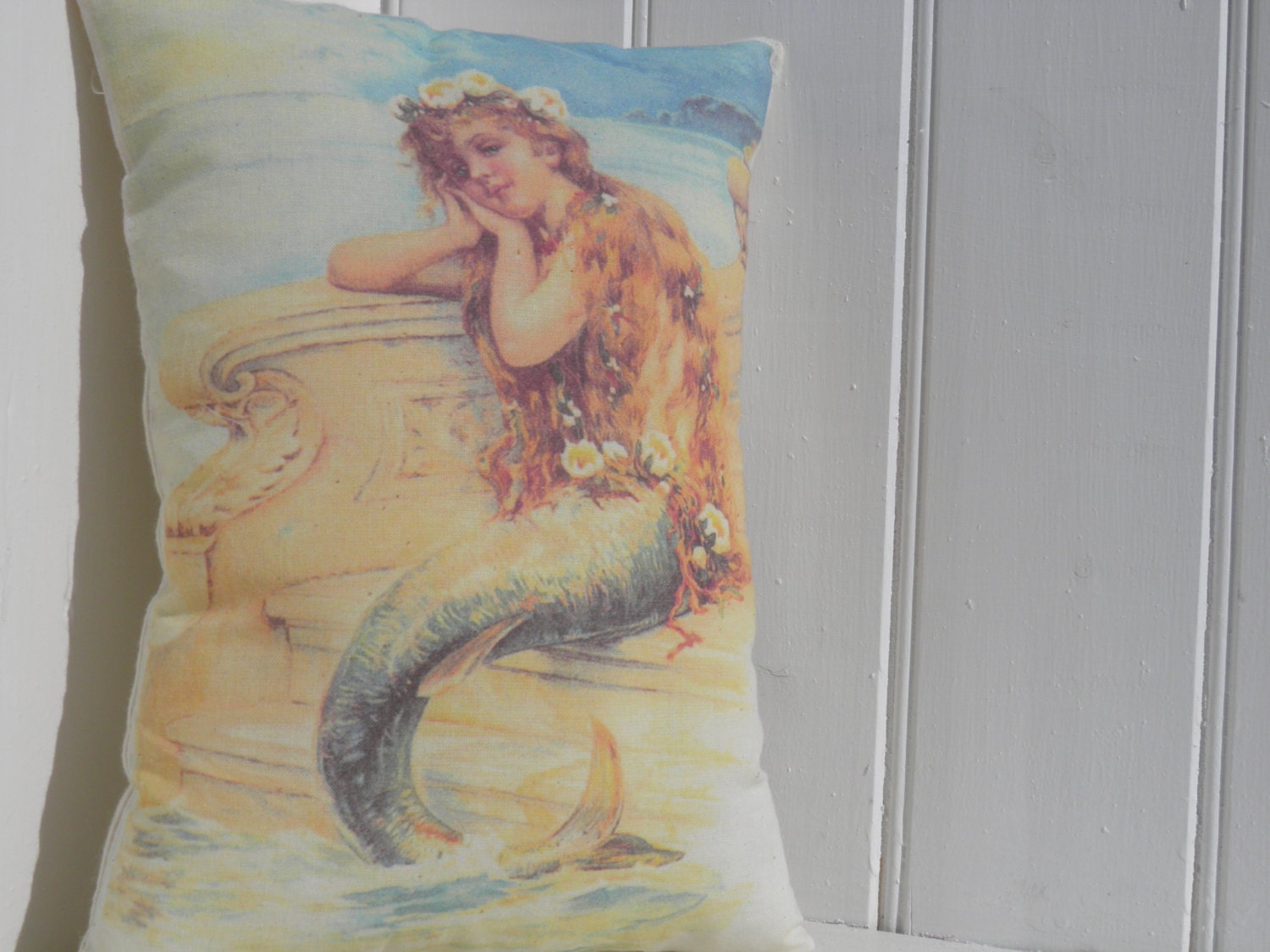 Vintage Mermaid Image mini pillow 11 x 8 French Chic