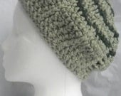 Crochet Children's Hat- Sage and Forest Green Slouchy Beanie, Free Shipping