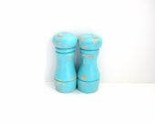 Salt and Pepper Shakers - Shabby Chic Turquoise - Kitchen Decor