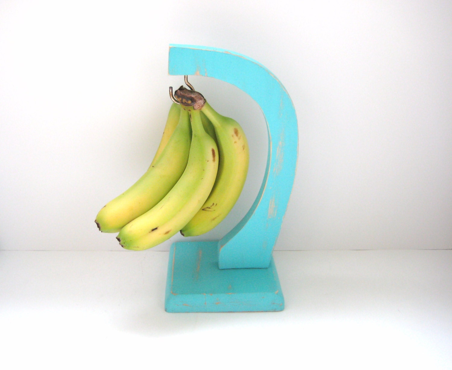 Turquoise Banana Holder - Shabby Chic Distressed - Kitchen Decor