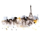 Eiffel Tower Paris city abstract ART PRINT 13X19 watercolor painting