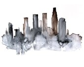 New York abstract ART PRINT 13X19 watercolor painting