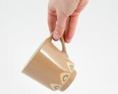 Ceramic stoneware cup coffee tea mug - unique handmade serving decorative textured kitchen pottery modern morning coffee - ecru brown