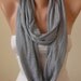 Black - Thin Striped Infinty Scarf  - Circle -  Loop Scarf - Combed Cotton Fabric