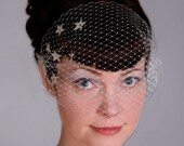 Wish Upon a Star - Bandeau Birdcage (Bird Cage) Veil with Stars - Vintage Inspired Wedding Veil