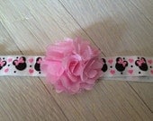 Pink Satin Puff Minnie Headband