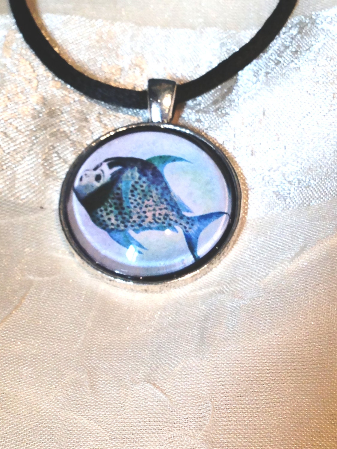 Fish Girl Necklace Upcycled Vintage Victorian Ephemera Steampunk Gothic Pendant Wearable Art
