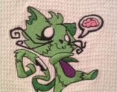 Zombie Cat towel kitchen bathroom kitty Halloween brains