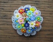 vintage handmade glass seed bead flower brooch - accessory - pin - jewelry - art - mother's day - gift - her