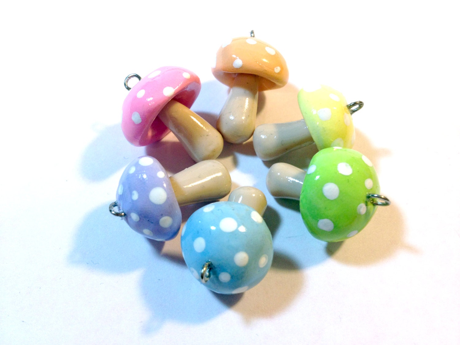 Rainbow Toadstool Charms (6 in one order)