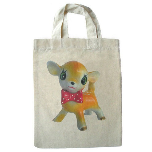 Cute fawn gift bag, mini cotton tote
