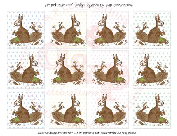 DIY Printable Swiss Dots Bunny Design Squares Il_570xn