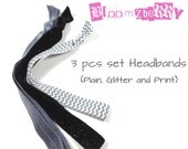3 pcs set Headband - Mix and Match - Solid, Glitter and Print - You Choose Color/Print - 70 Colors/Style Available -  Baby to Adult