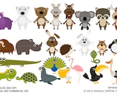 25 Wild animal Digital clip art for Personal and Commercial use - INSTANT DOWNLOAD