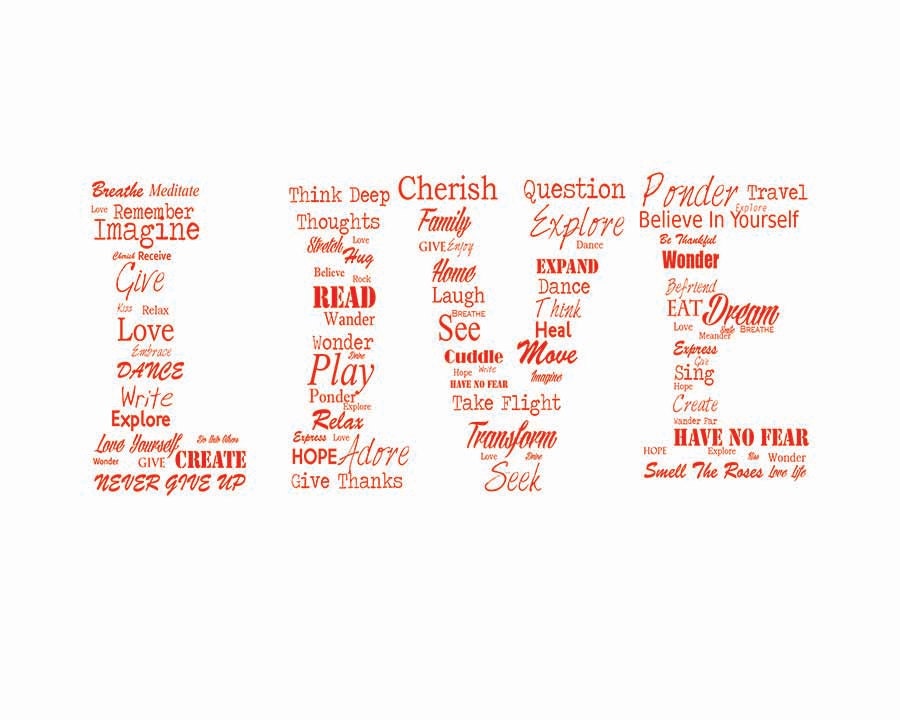 Live Typography Print, Word Art, Motivational Decor, 8x10, Red, Black