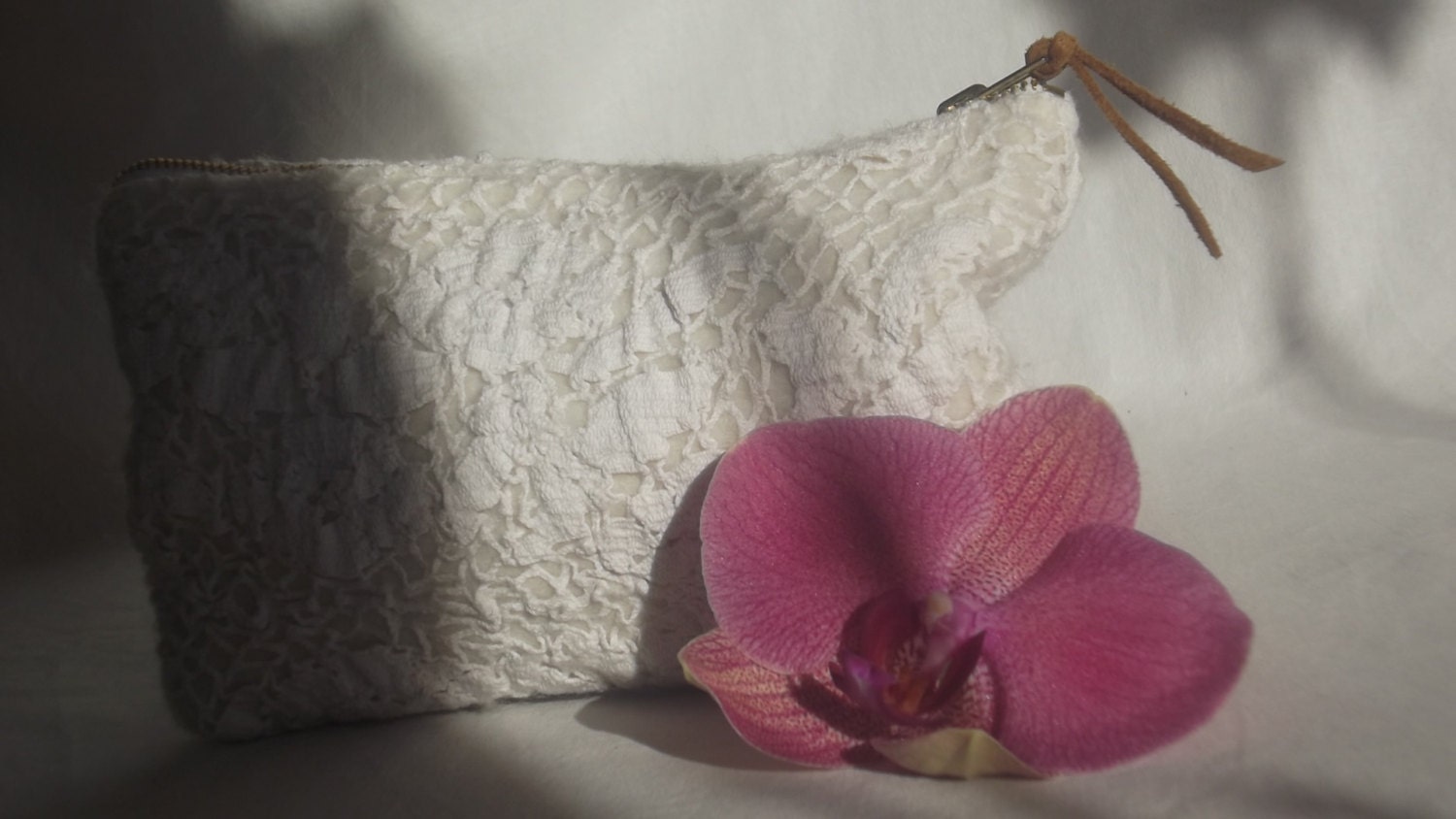 Nuno felted small cosmetic purse with zip