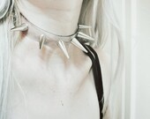 Spiked Choker, cyber, vinyl, collar, clear choker, pvc