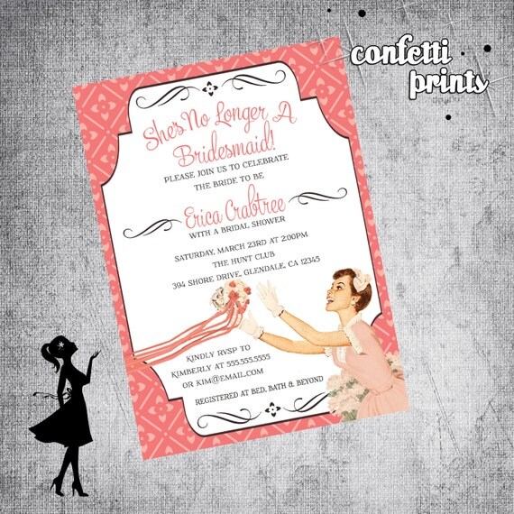 Retro Bridal Shower Invitation - No LONGER A BRIDESMAID Printable Il_570xn