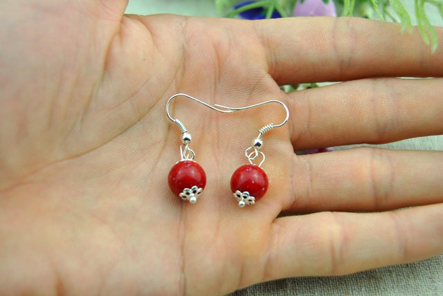 Fashion cherries earring,Beautiful red ceramic beads earrings,Lovely handmade jewelry,Gril's gift  ER006