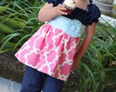 Girls Peasant style tunic and ruffle bottom set "GIGI" boutique hand made 6-9 month to 5T...Love Tay Boutique