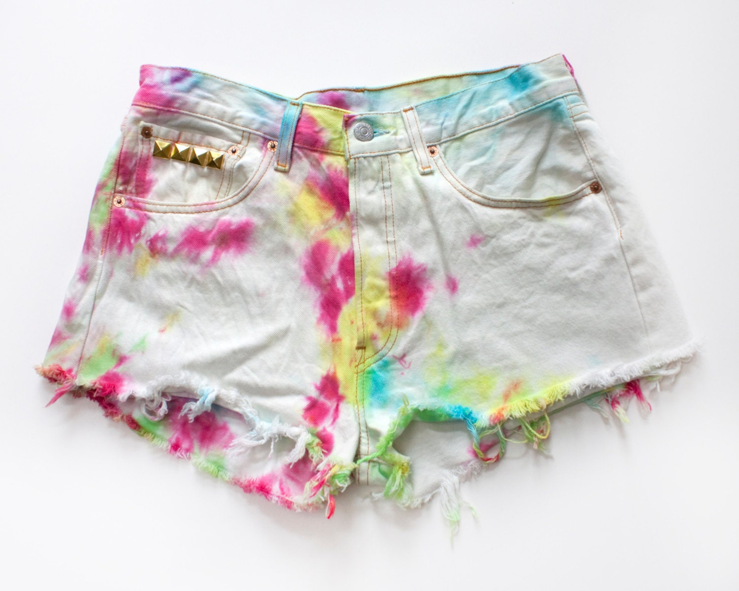 Vintage Levis Rainbow Splatter Studded Customised Shorts