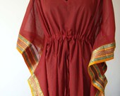 Handloom Maxi Dress - kaftan, caftan, cotton summer wear, beach wear, Honeymoon dress