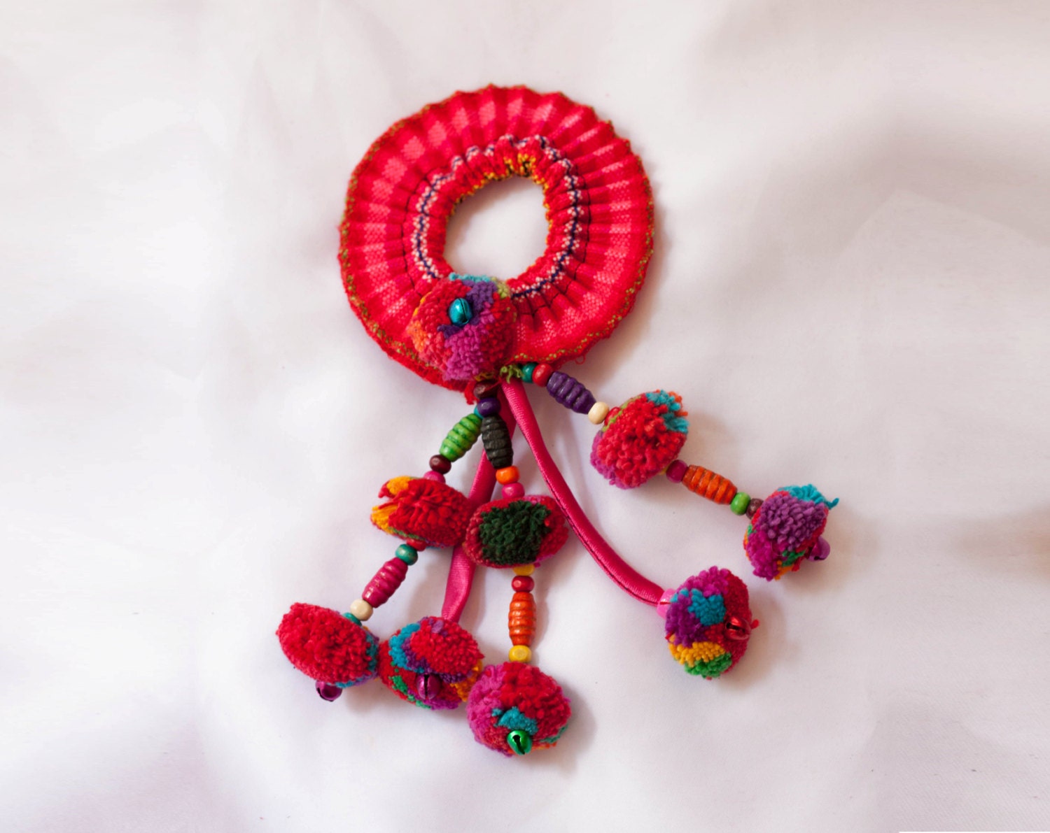 Boho scrunchie Hair Tie Unique Hair Accessories Red Wrap Hairpiece Set of 10