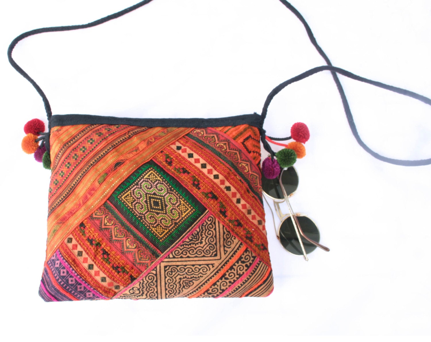 Small Antique Ethnic Tribal Cross Body Bag Unique Embroidered