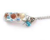 Beach Necklace - Real shells and starfish in Resin - Nautical Pendant - Ocean Life Necklace - Beach Pendant - Wire Wrapped Pendant