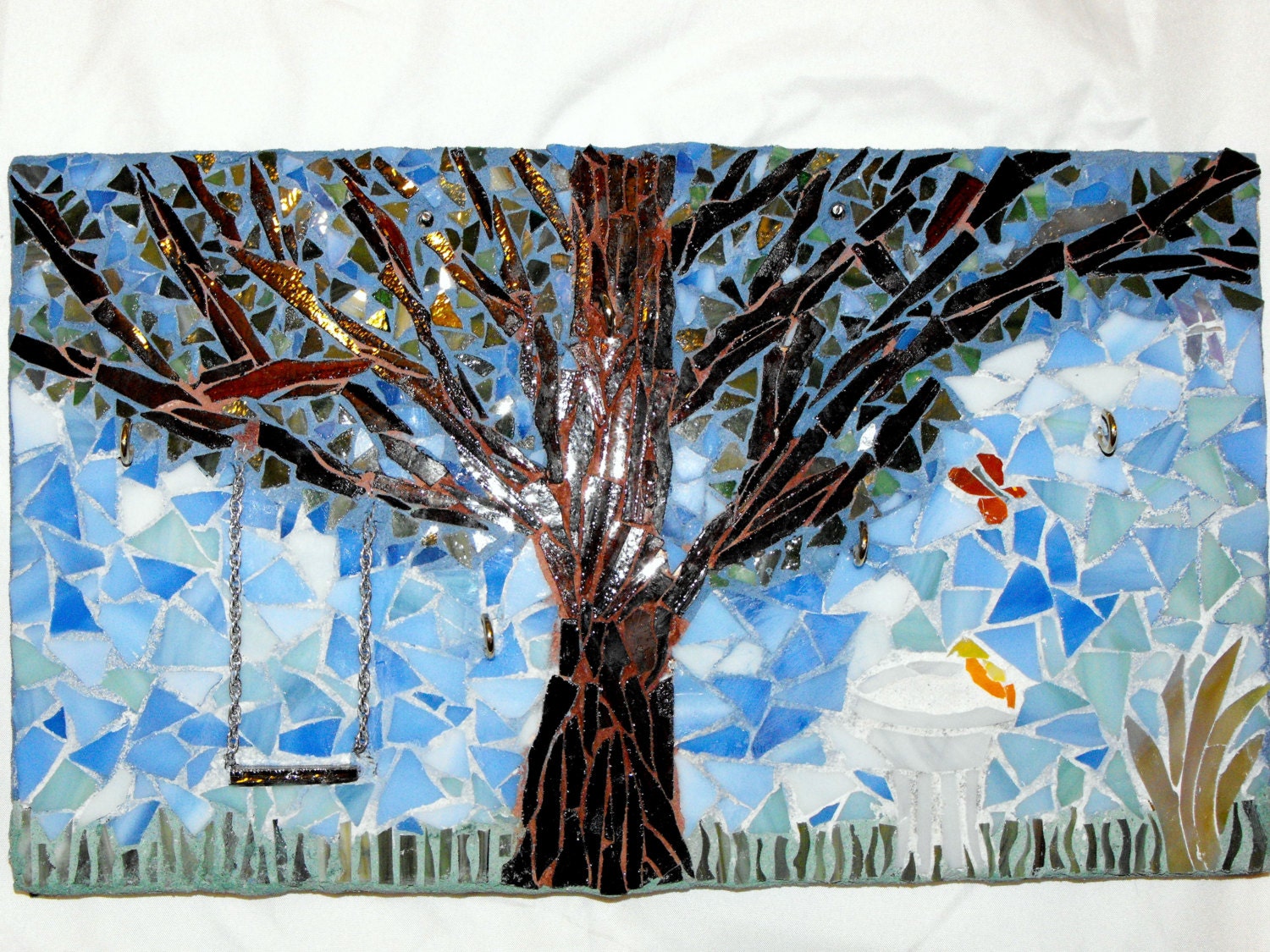 Stained Glass Mosaic Decorative Jewelry Holder OOAK