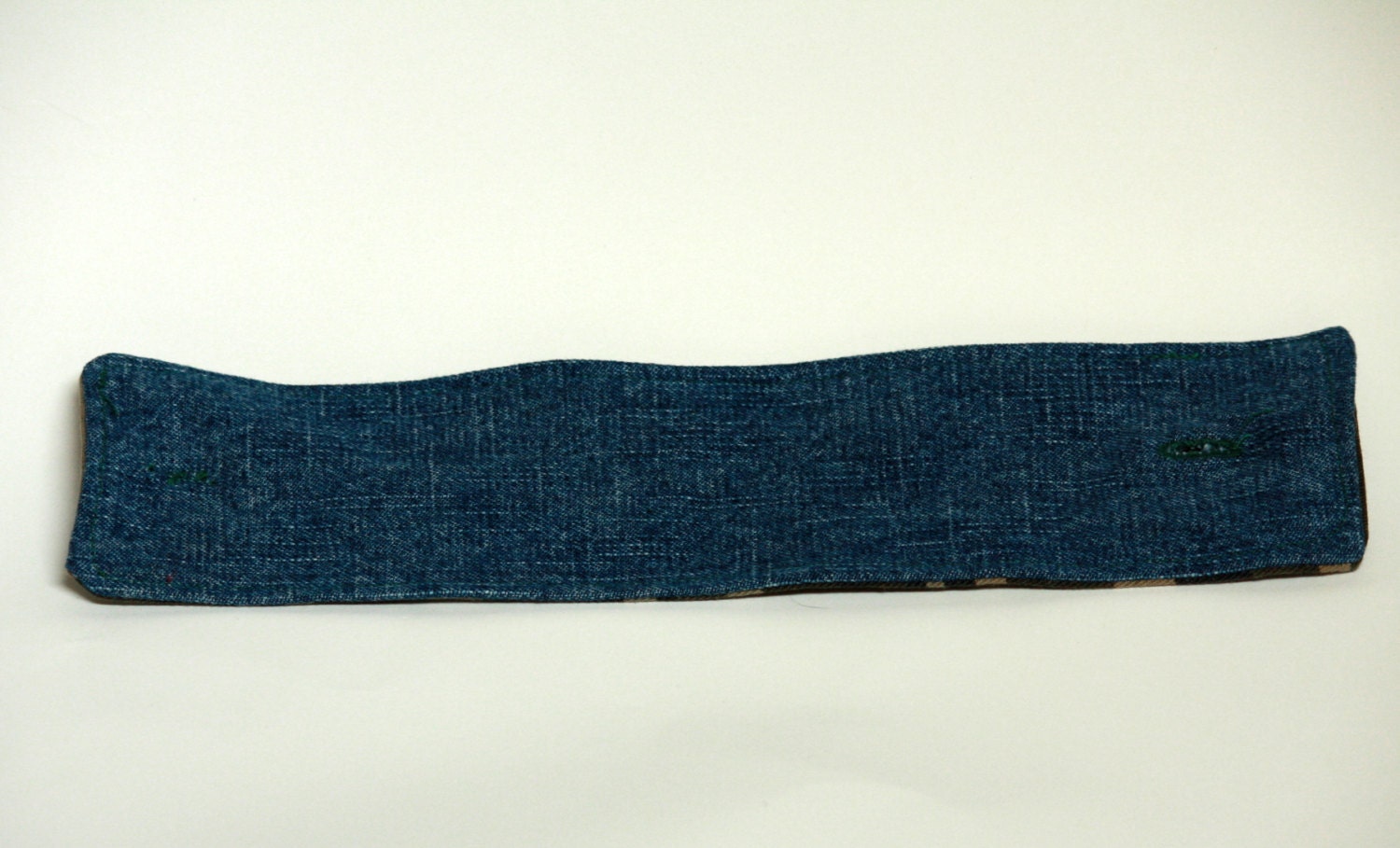 Camo and Denim Wrist Cuff - Unisex  - Bracelet- Upcycle - Free Shipping