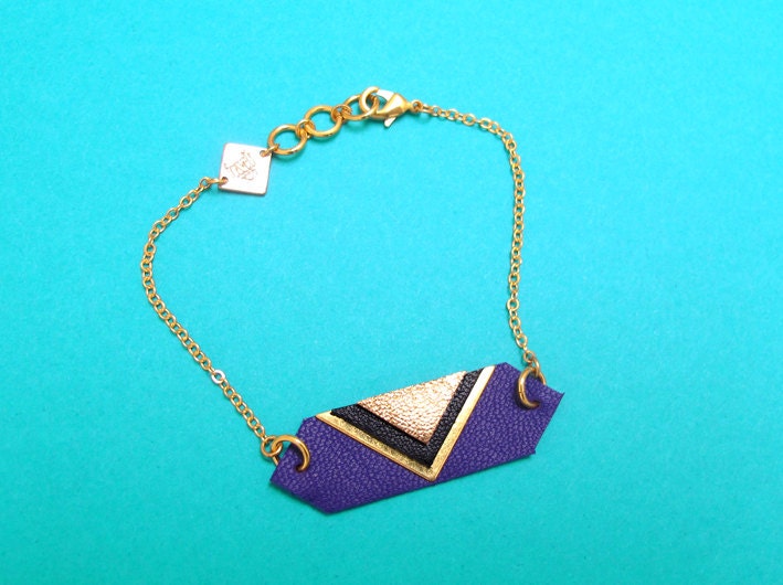 Louvre bracelet purple, exclusivity, oriental style leather jewel