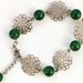 Green glass beads and silver plated filigree bracelet elegant gift for her valentin jewelry best friend birthday