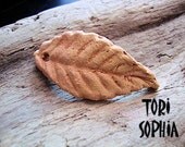 Pendant/Focal Piece - Ceramic - Unglazed  Terracotta - Leaf -  Handcrafted Art Bead -   P03