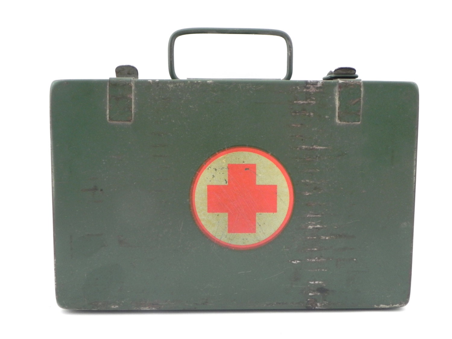 Military First Aid Kit- metal box, industrial army green