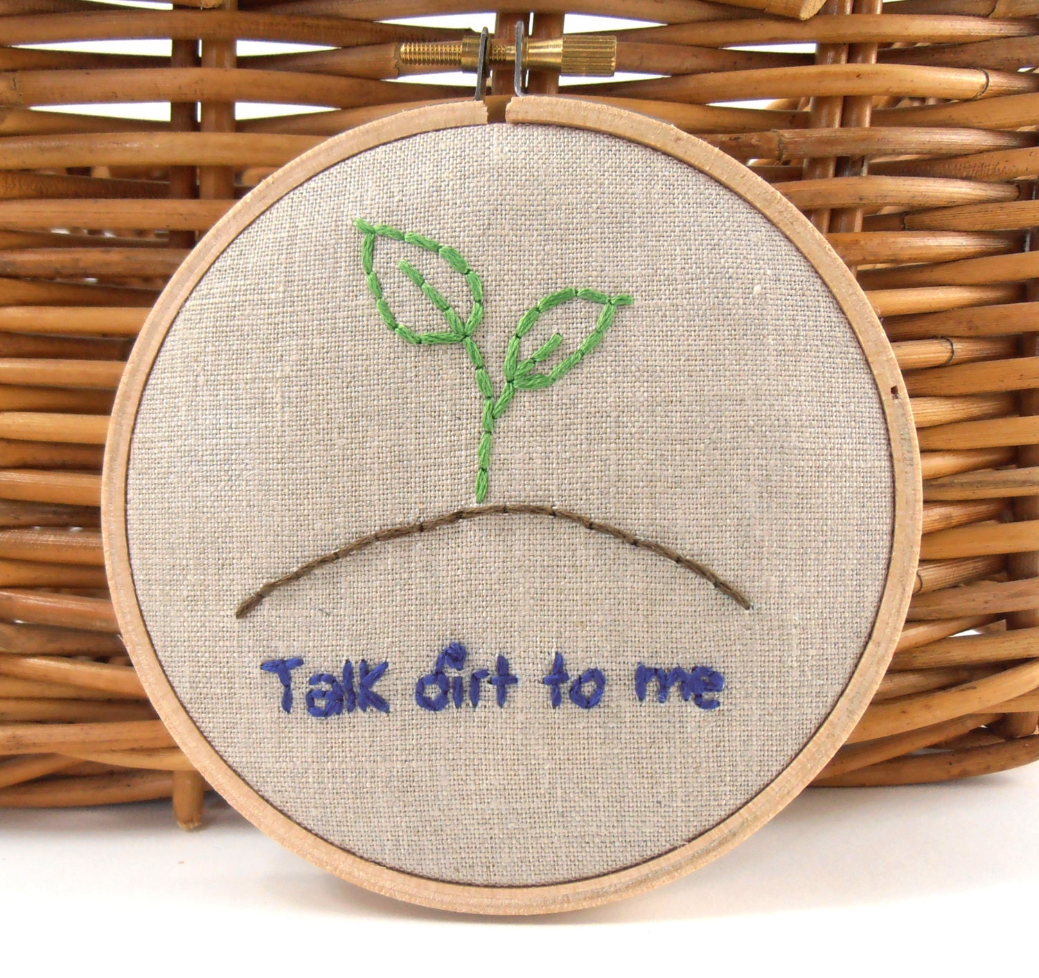 Gardening Decor - Hand Embroidered Hoop Art