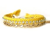 Petit Rhinestone Friendship Bracelet-Yellow-Shipping with tracking
