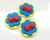 Edible Cupcake toppers SNOW WHITE and the 7 Dwarfs, Red Bow - Fondant cupcake decorations Princess Cupcake (3 pieces)
