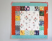 Aqua and Orange Baby Quilt Gender Neutral