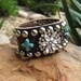 Vintage Rhinestone Leather Cuff, Boho, Western