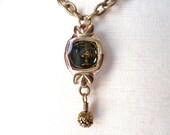 Midnight Sky Victorian Watch Case Button Face Necklace
