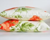 floral pillows ivory pink coral orange green tulip decorative modern patterned flowering garden home decor bedroom decor pillows home goods