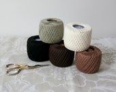 Vintage Darning Thread - cotton yarn sewing white brown gray black