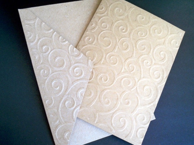 Kraft Paper Embossed Note Cards - Any Occasion - Minimalist - Kraft Cardstock