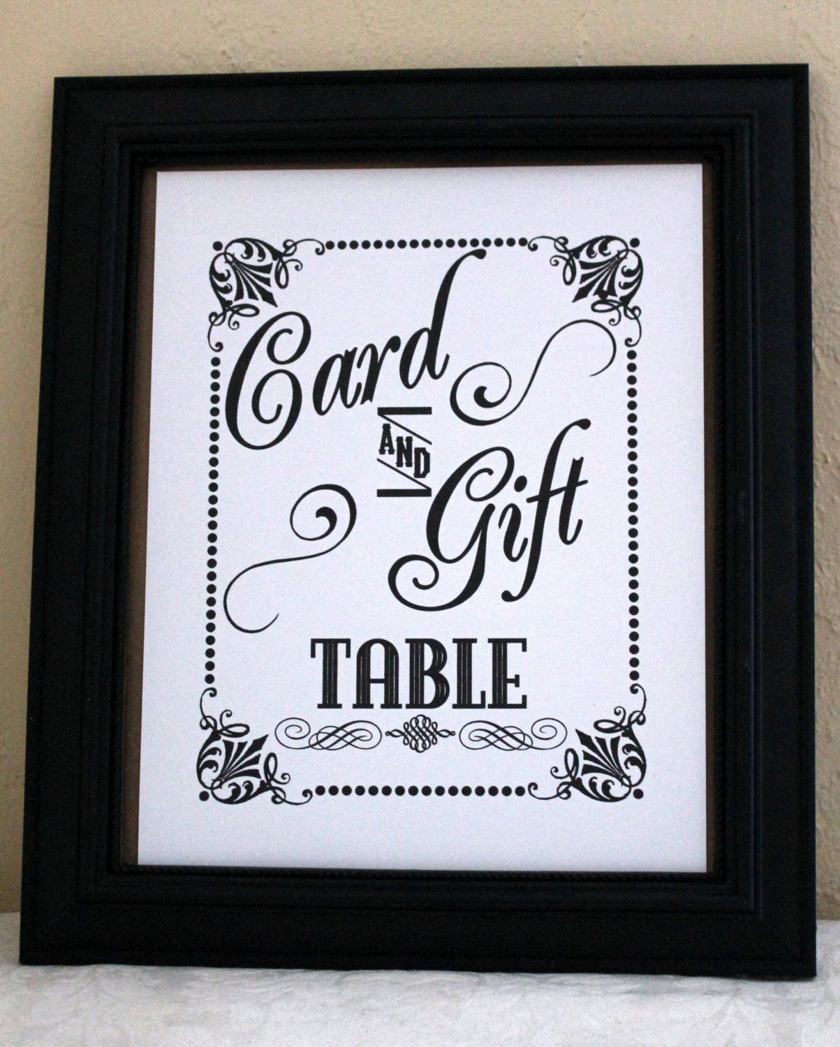 White 8 x 10 Card and Gift Wedding Sign - Single Sheet- (Style: WHITE C&G)