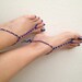 Blue Orange   beads  macrame Foot jewelry Anklet, Nude shoes, Foot jewelry, Wedding, Victorian Lace, Sexy, Lolita, Yoga, Anklet