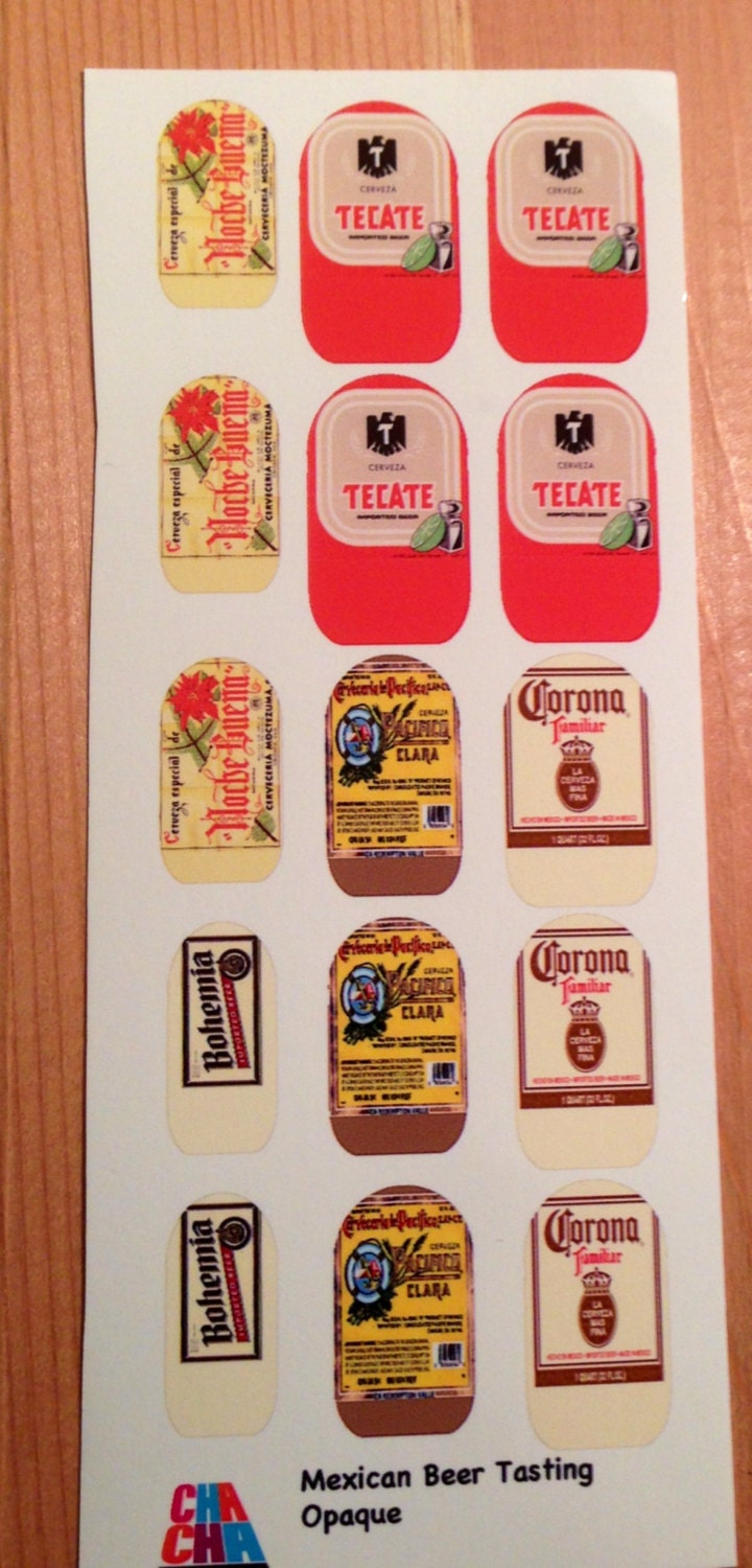 HAPPY HOUR Mexican Beer Label Nail Art Decals
