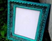 Vintage Ornate Easel Back Frame//8x10 Frame in Black//Teal