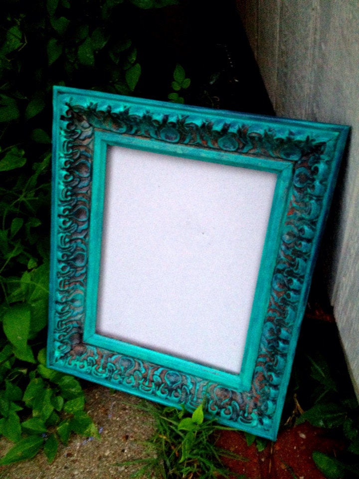 Vintage Ornate Easel Back Frame//8x10 Frame in Black//Teal